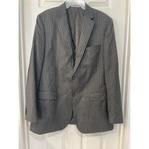 Lauren Ralph Lauren Wool Cashmere Blend Striped Blazer Men's 44 L Gray Pinstripe